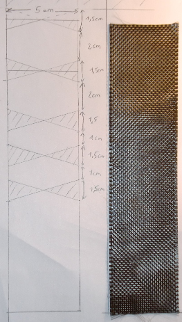 Gabarit de découpe imaginé d'après des photos sur internet