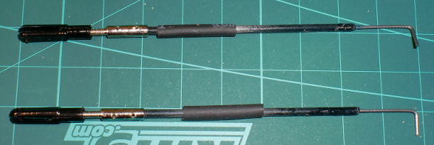 Les commandes d'aileron avant positionnement de la gaine thermorétractable